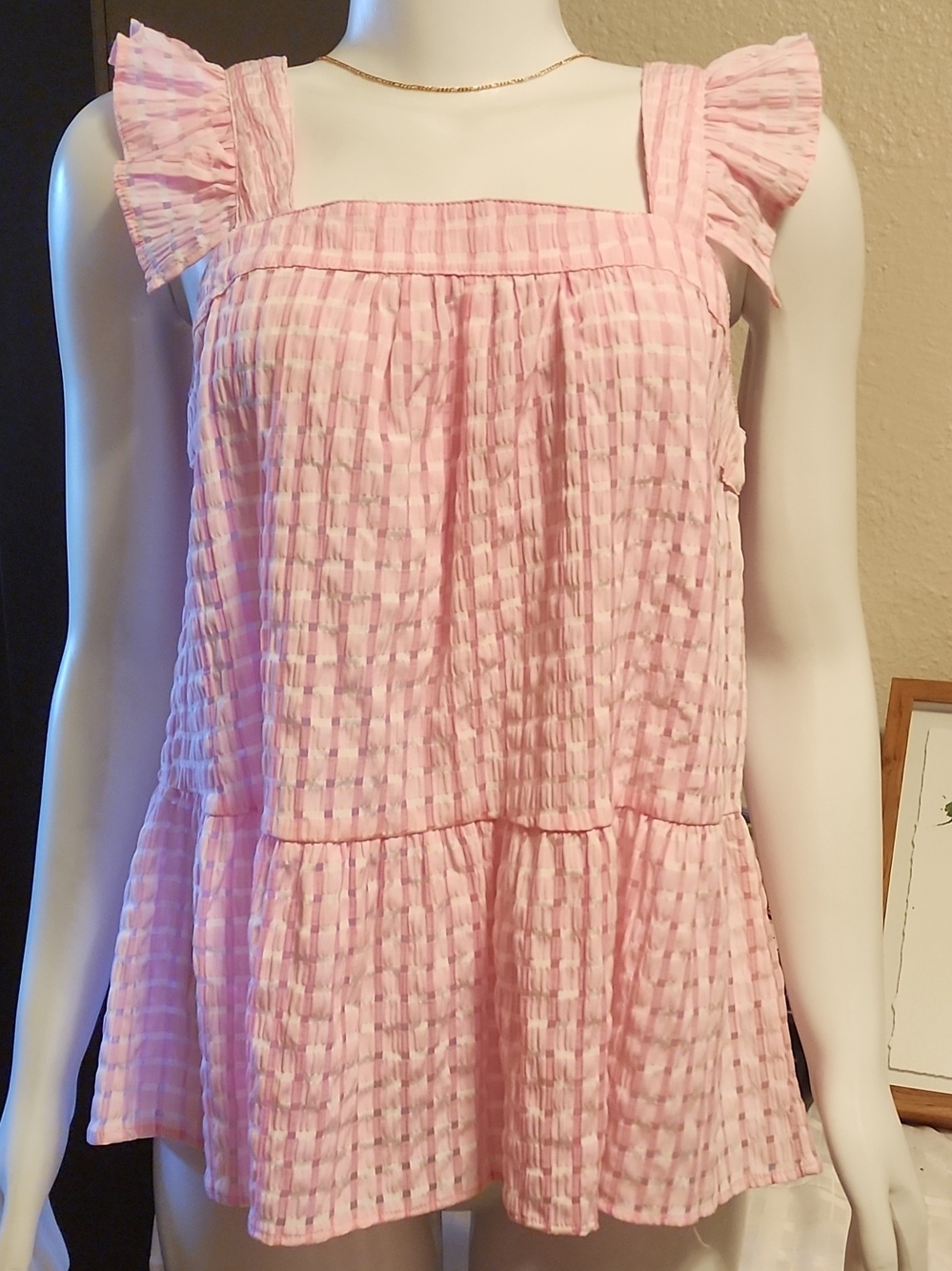 THML Pink Ruffle Tiered Sundress